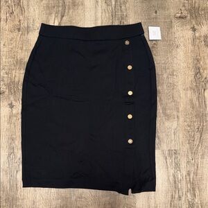 Rafaella Black Pencil Skirt with Gold Buttons
